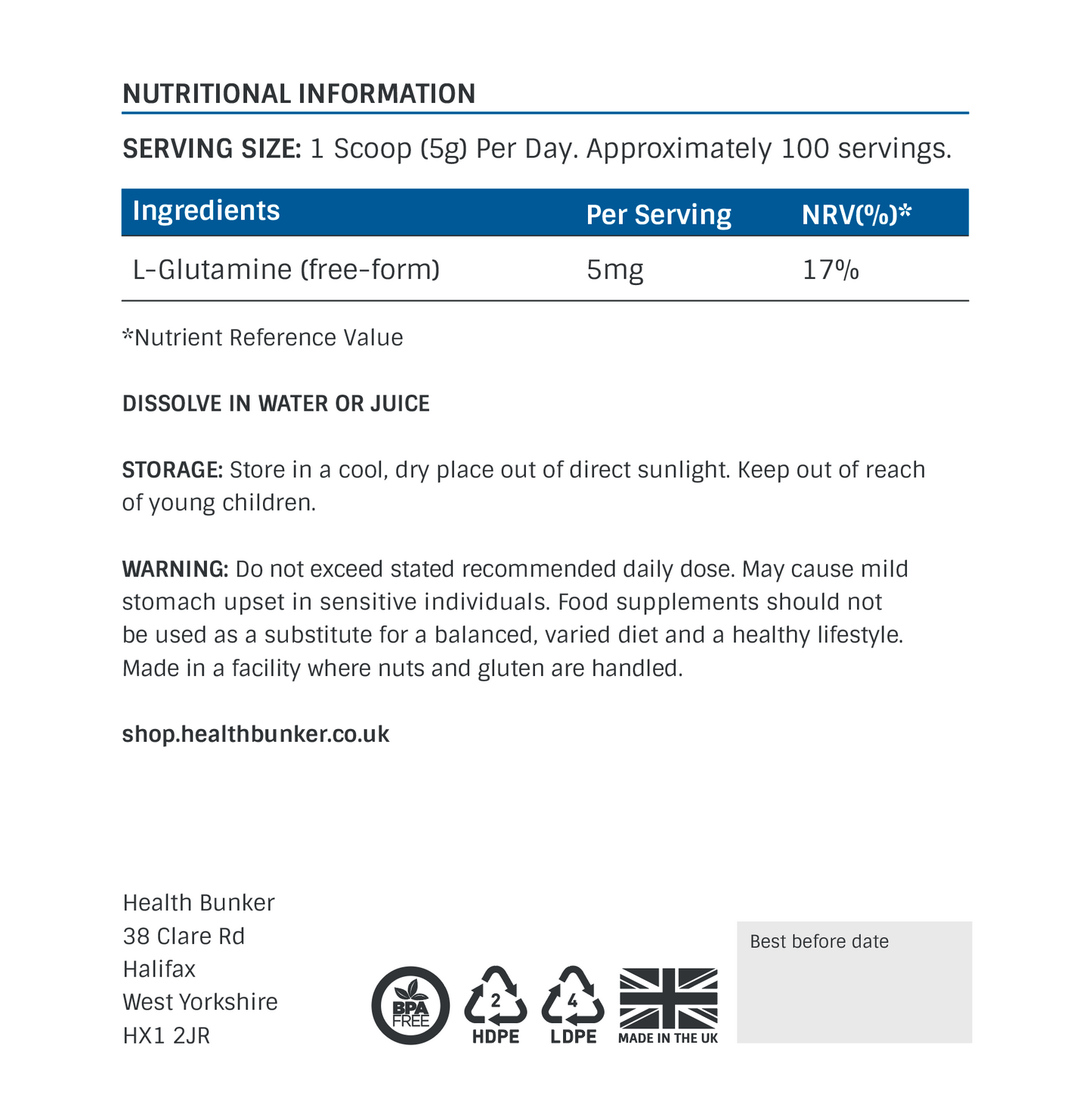 L-Glutamine Powder (500g)