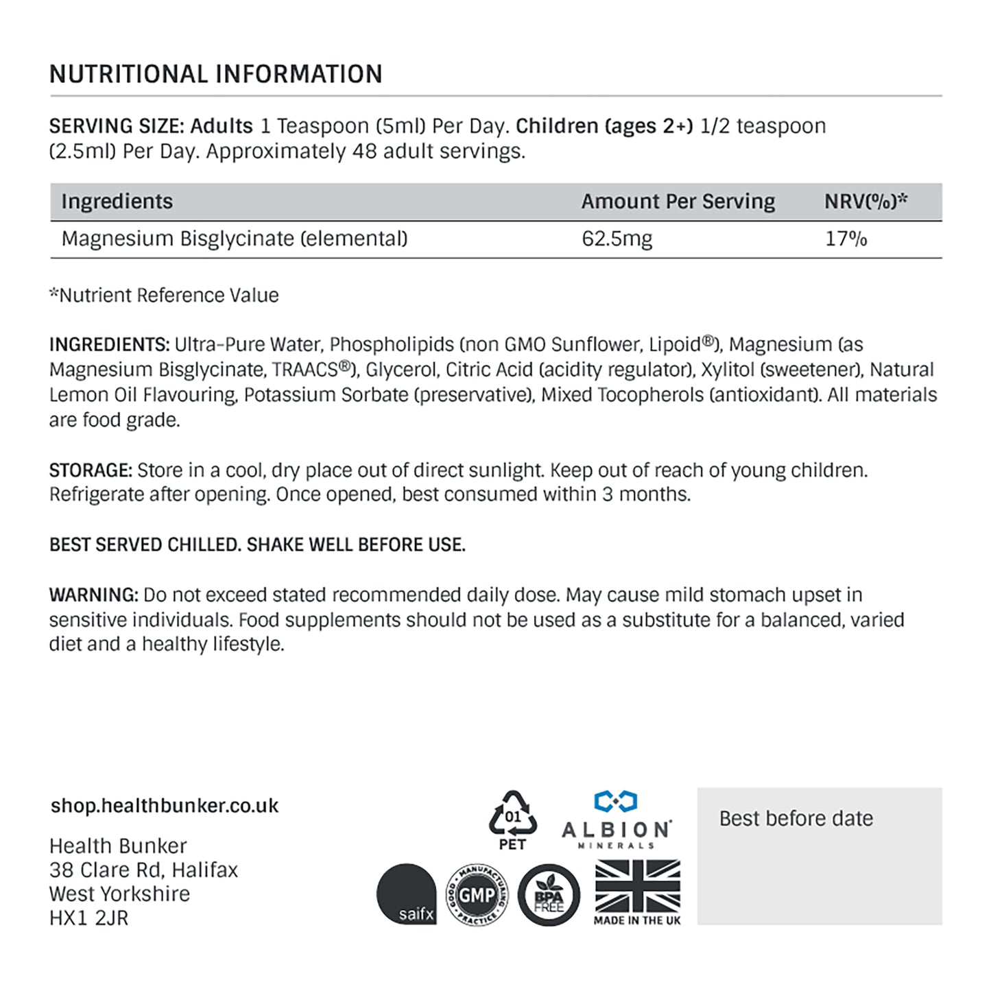 Liposomal Magnesium Lemon Flavour (240ml) For Adults & Kids COMING SOON