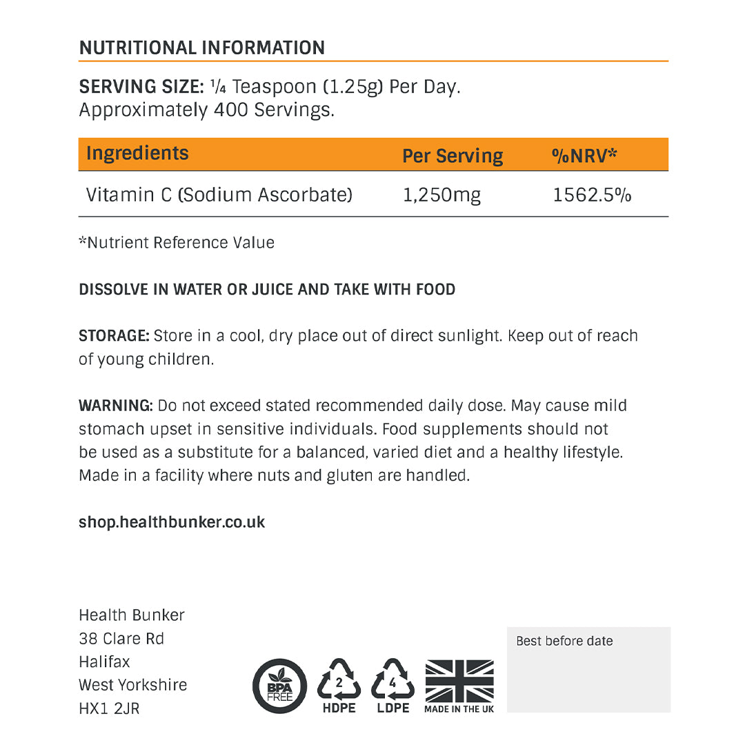 Sodium Ascorbate Buffered Vitamin C Powder 500g