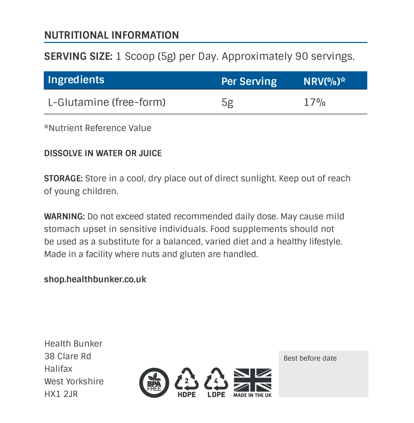 L-Glutamine Powder (450g)